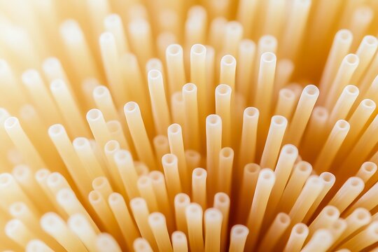 Up close view of many uncooked tubular pasta pieces