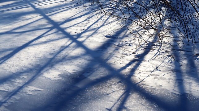 Winter snow landscape with deep blue shadows and sunlit sparkle