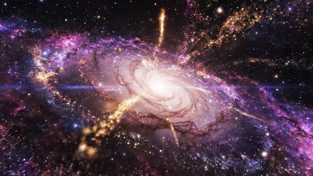 A vibrant spiral galaxy illuminated by cosmic light.