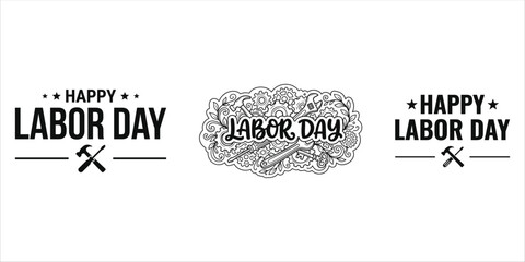 Happy labor day greeting cards with tools and illustrations © hafsa01