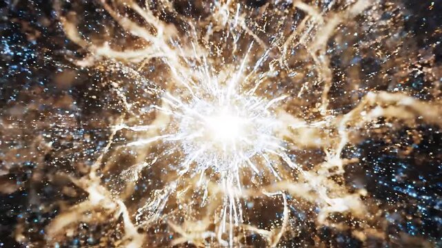 A vibrant explosion of light and energy in a cosmic setting.