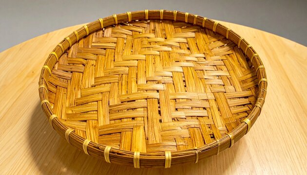 Close‑up wicker basket with interlaced natural fiber weaving