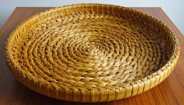 Close‑up wicker basket with interlaced natural fiber weaving