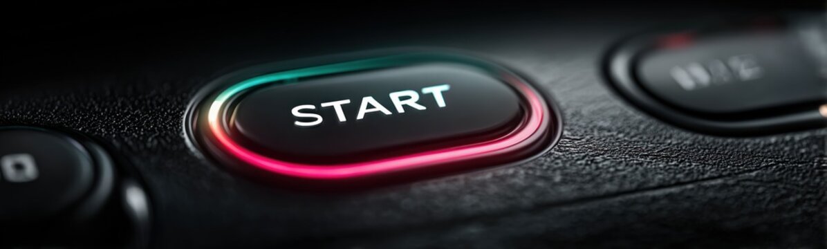 Button with the word start on it