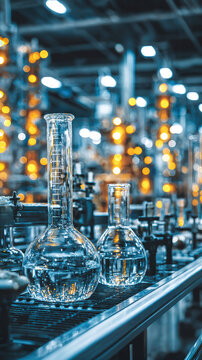 Colorful Chemical Flasks in Laboratory &ndash; Generative AI