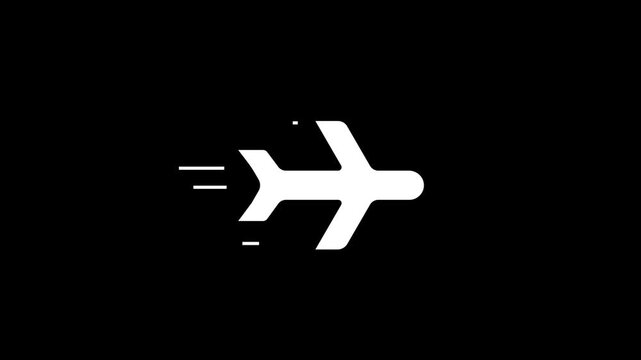 Fast Airplane Flight Line Icon Animation with Motion Speed Lines, Aviation Travel Symbol, Minimal Outline Design, Seamless Loop Background