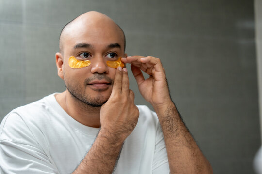 Young men take care of their facial skin, using under-eye masks to reduce dark circles and wrinkles. Older men take care of their complexion to keep it smooth.