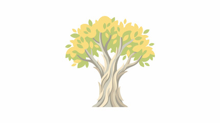 A vibrant tree with yellow and green leaves stands alone outdoors in nature © Waskim