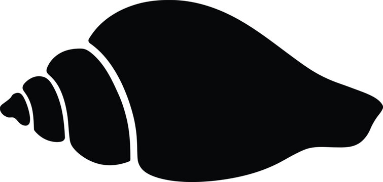 Vector conch shell icon black silhouette illustration