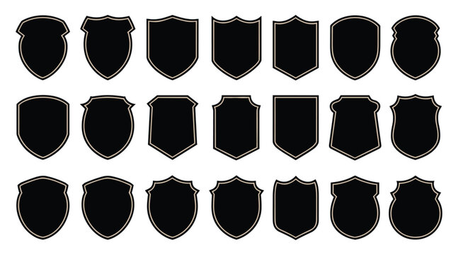 Collection of decorative blank heraldic shield crests and emblems with heraldic template protection collection isolated medieval