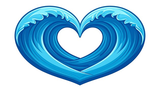 Ocean wave heart symbol love sea.