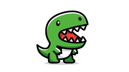 Fototapeta premium Cute cartoon green dinosaur doodle with bold black outlines for kids and playful design projects