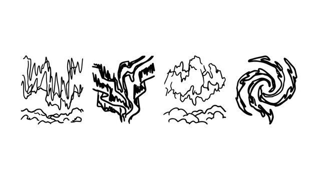 Jagged waves and mountain textures in abstract rough doodle line