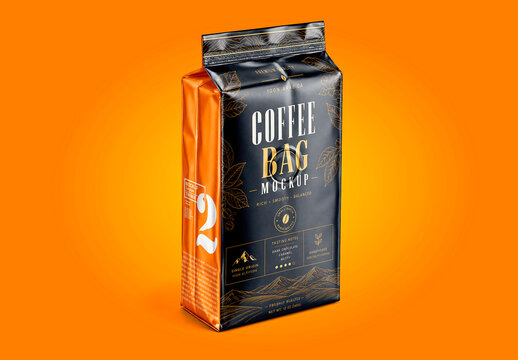 Coffee Bag with Valve Packaging Mockup