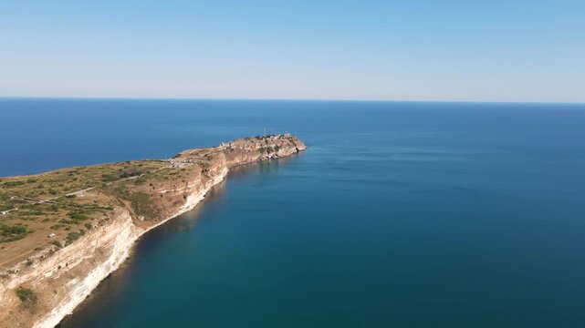 Aerial view of Black sea coast near Kaliakra cape, Dobrich Region, Bulgaria