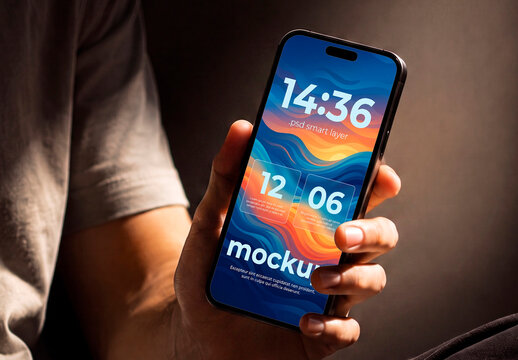 Smartphone in Hand Mockup