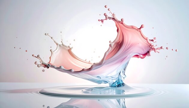 Pink Liquid Splashing in Air.