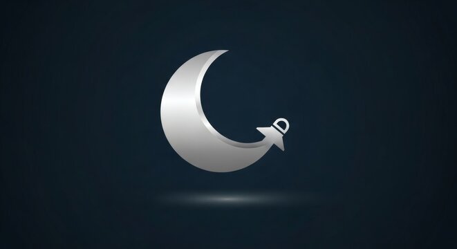 Minimal Crescent Moon Icon with Small Star on Dark Blue Background