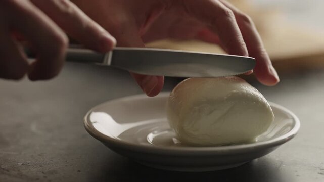whole mozzarella ball close up