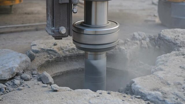 Industrial Drilling Machine Extracting Core Sample from Ground.