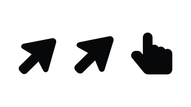 Cursor icon set featuring computer mouse pointers and hand