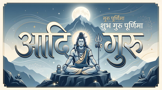 Guru Purnima celebration Adi Guru Lord Shiva meditating divine spiritual devotional illustration background