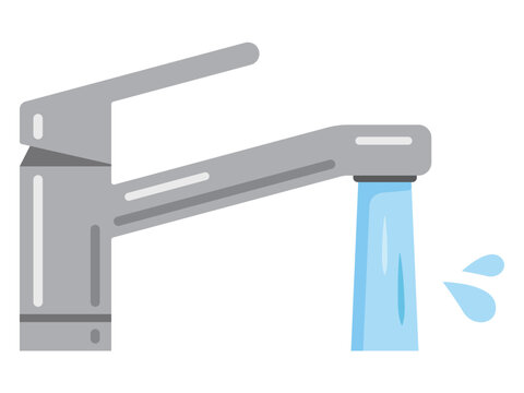 Illustration of a kitchen faucet with running water