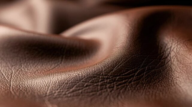 Close up of soft brown leather texture with natural wrinkles and detailed surface pattern
