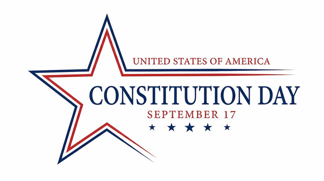 United States Of America Constitution Day Graphic Background For September 17 With Patriotic Red And Blue Star Shape