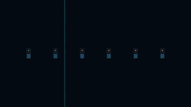 Minimalist row of six digital interface icons on a solid black background