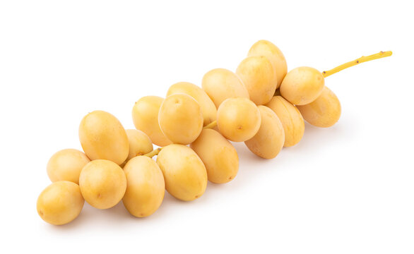 Fresh yellow dates isolated on white.