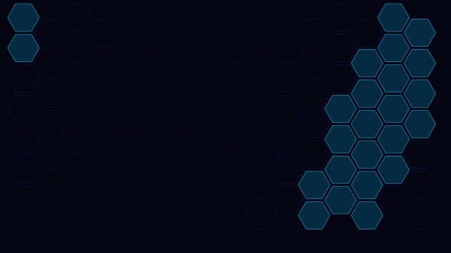 Abstract dark background with glowing blue hexagonal pattern elements