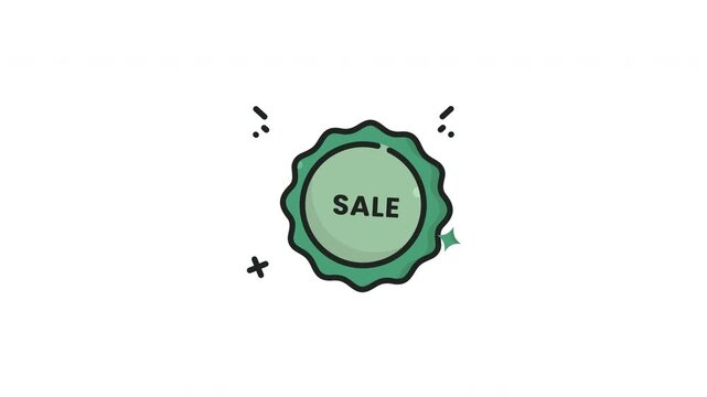 Green circular badge for sale promotion. Ideal for graphic design projects, icons, or vector art. Eyecatching and versatile design element.