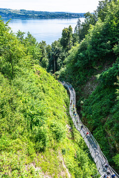 Panoramic walkway offers views of Marienschlucht gorge at Lake Constance near Konstanz, Germany, after 11-year closure