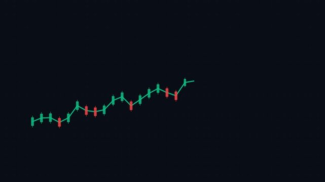 Minimalist digital candlestick chart isolated on a deep black background