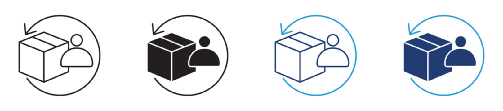 Customer Return Icon Set in Outline and Solid for Product Return and Refund Design