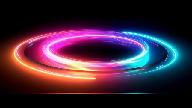 Glowing Energy Portal Background with Futuristic Neon Ring Design