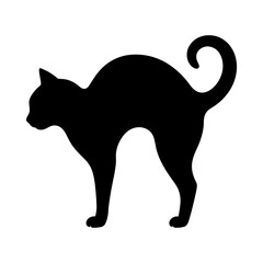Black cat silhouette, feline icon, pet vector, animal shape isolated on White Background © MD. SAYED
