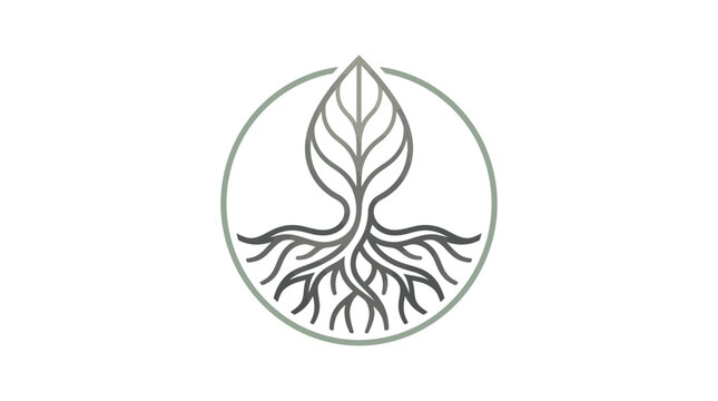Corporate Minimalist Logo Design Featuring a Tree with Extensive Root System Inside a Circle Border