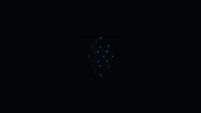 Abstract digital network structure composed of glowing blue light points