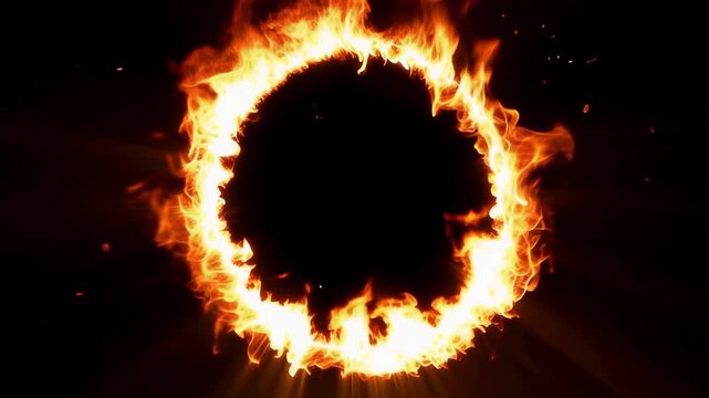 High-Resolution Fire Ring with Intense Flames