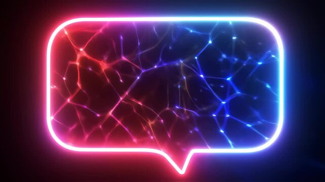 Neon. Chat. Speech Bubble. Abstract Background.