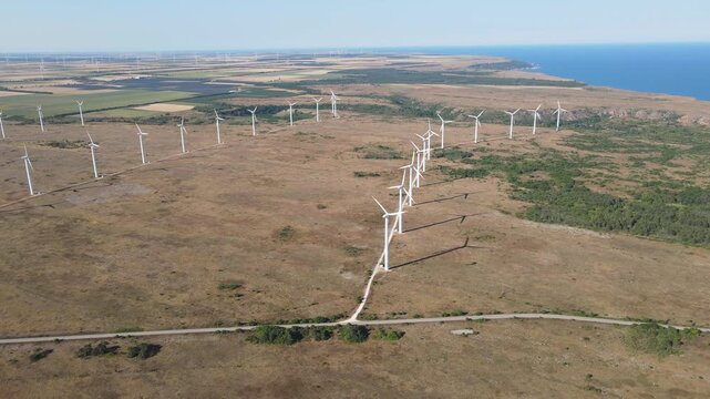 Aerial view of Black sea coast near Kaliakra cape, Dobrich Region, Bulgaria