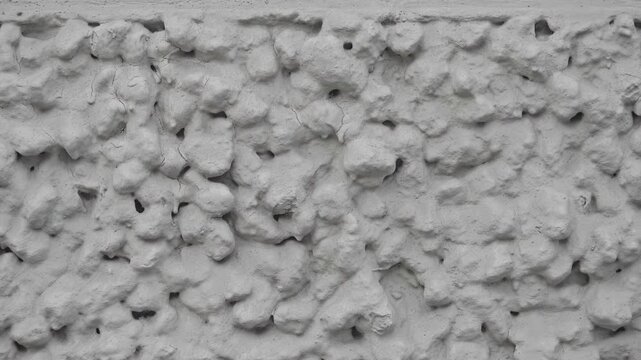 Close-up panning shot of a rough white stucco wall texture