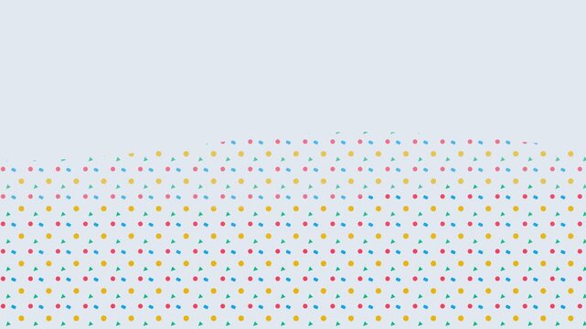 A festive background featuring a colorful pattern of scattered confetti dots