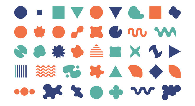 Collection of Diverse Abstract Geometric and Organic Shapes.
