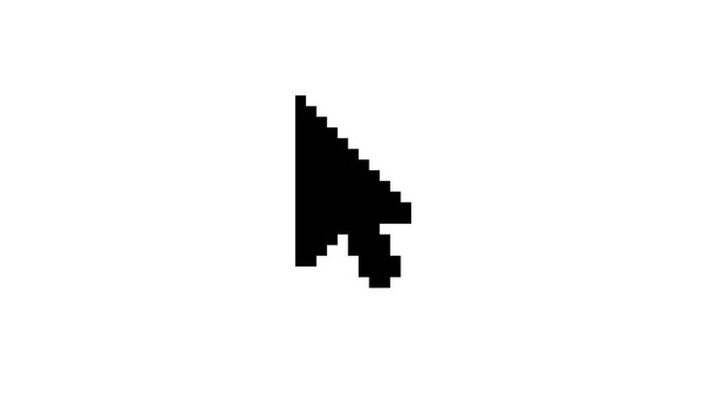 Pixel Arrow Cursor Click Loop. Retro Pixel Arrow Cursor Clicking Animation Transitioning From White to Green Screen For UI Layout Design Website Navigation and Video Editing Keying