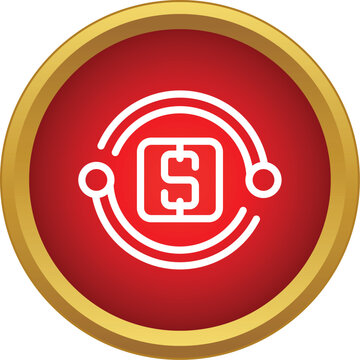 Dollar symbol in a square connecting points with a circular flow