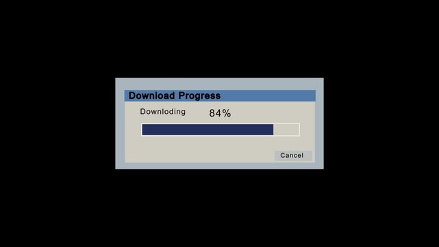 Dialog window with super slow downloading process, low Internet speed, old times