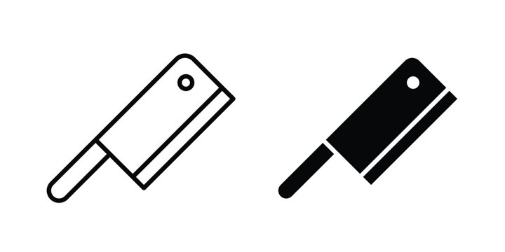 Butcher knife icon outline elements set